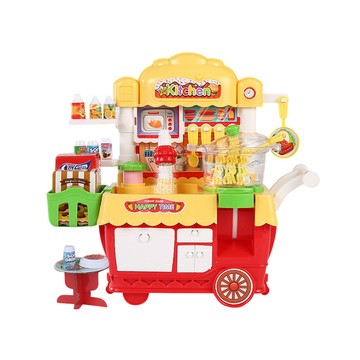 孩子國 多功能聲光美食餐車/攤販快餐車/廚房家家酒玩具(可注水操作)