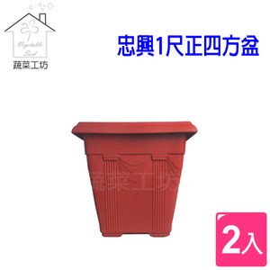 忠興1尺正四方盆磚紅色 2個/組