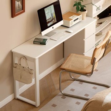 源氏木語百安卡奶油風橡膠木實木書桌附抽屜櫃1.6MY246X03-(H014408239)