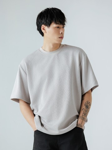 紋理彈性圓領TEE