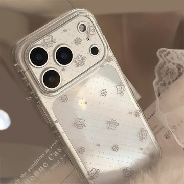 奶萌小熊適用18蘋果17promax手機殼iphone16透明15簡約波點13軟套