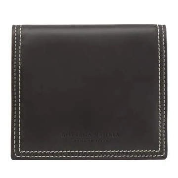 BOTTEGA VENETA 576436 撞色附活動夾零錢短夾.深咖