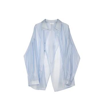 冰絲防曬襯衫女薄款后背開叉夏季天絲襯衣吊帶裙外搭開衫外套罩衫