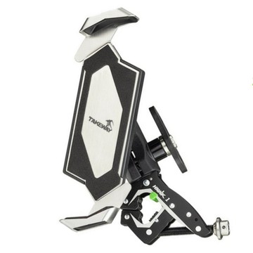 TAKEWAY 台灣製機車手機架黑隼Z手機座+極限運動夾鉗具HAWK1-PH05(標準防盜版)摩托車重機夾具-重車教士推薦