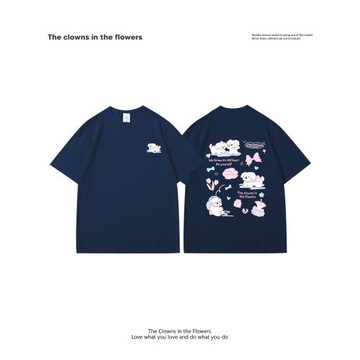 oddnova可愛風小眾印花T恤女短袖夏季圓領可愛風半截袖上衣