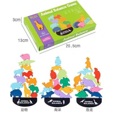 ??媽媽買?? 1214 木製 平衡疊疊樂 海底世界 動物世界 恐龍世界