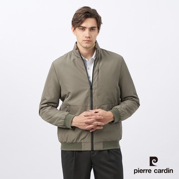pierre cardin 皮爾卡登 男款 都會休閒立領鋪棉夾克外套-卡其綠色(5235765-47)