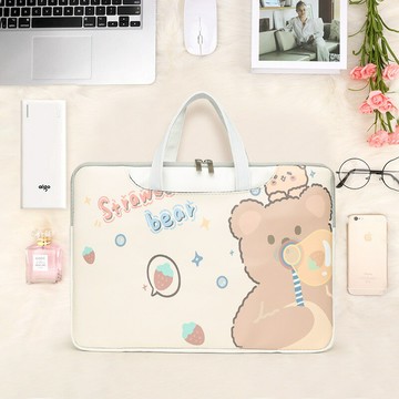 新款卡通可愛電腦包男女生適用輕便公文包華為蘋果筆記本手提包【益三和】可開發票