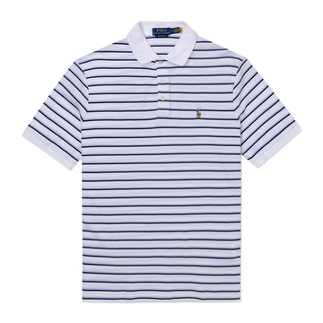 Polo Ralph Lauren RL 熱銷刺繡小馬短袖POLO衫-白黑藍橫條紋色