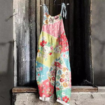 2025外貿新款春秋季女士連體背帶褲時尚寬松連體褲3D數碼印花長褲