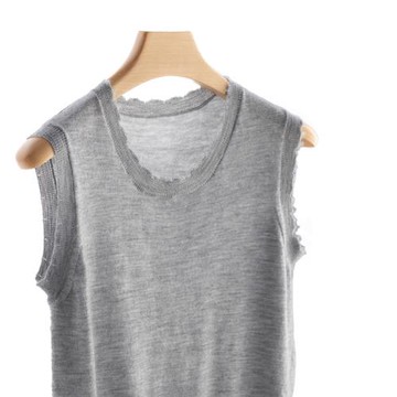 精紡純山羊絨背心女款高端針織無袖圓領毛邊打底修身薄款女羊絨