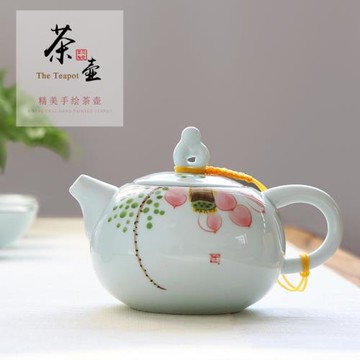 云尚 手繪青花瓷茶壺 泡茶器功夫茶具套裝陶瓷手抓壺功夫泡茶壺