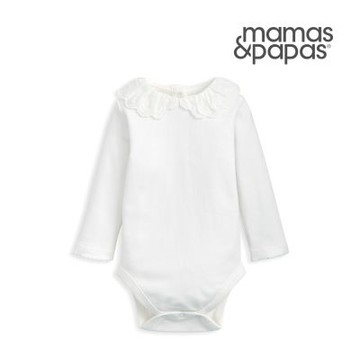 Mamas&Papas 白色日記-長袖包屁衣