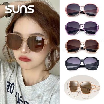【SUNS】時尚韓版ins大框偏光墨鏡/套鏡 防滑鏡腳 抗藍光+抗UV400 防眩光/遮陽/眼鏡族首選