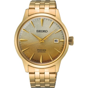 SEIKO 精工 Presage 時尚金色啤酒雞尾酒 調酒機械錶-男錶(SRPK46J1)40.5mm SK008