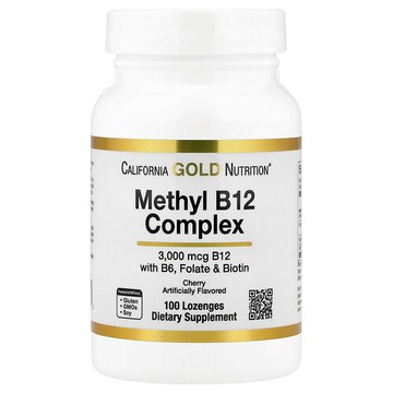 California Gold Nutrition, 維生素 B12，櫻桃味，3000 微克，100 錠劑