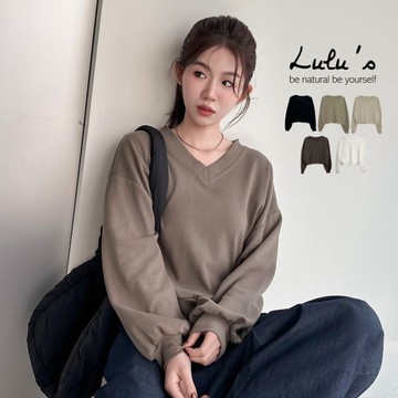 LULUS/實搭V領澎袖長袖上衣５色【A01250906】