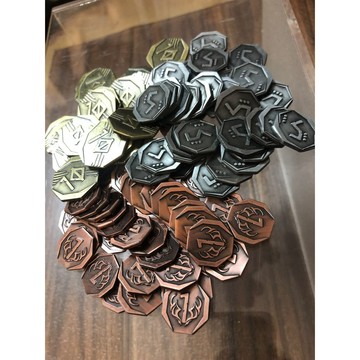 【桌遊侍】桌遊金屬幣 百搭任何桌遊使用 玩桌遊從此升級!!桌遊週邊 . 氏族豪華金屬幣.包含十元.五元.一元.桌遊菜鳥