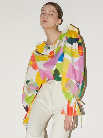 Brushstroke Ruffled Blouse