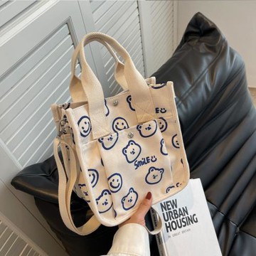日系ins帆布包包女2023新款時尚可愛手提購物袋大容量斜挎托特包