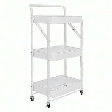 life lance 折疊式 鐵製 移動式 推車 三層  3層  白色