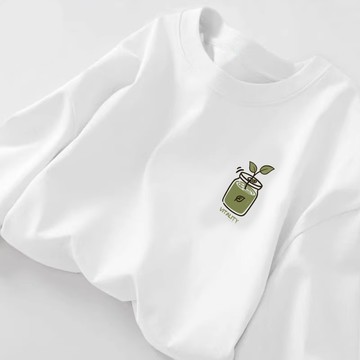 S~XL 生機瓶子綠葉 純棉 短T 情侶T【Y1157】MIT 情侶裝 短袖T恤 班服 團體服 男女可穿 可單買 快速出