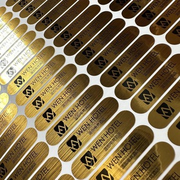 免費設計▏客製化 PVC防水拉絲金不乾膠標籤鐳射金貼紙定製logo商標印刷定制