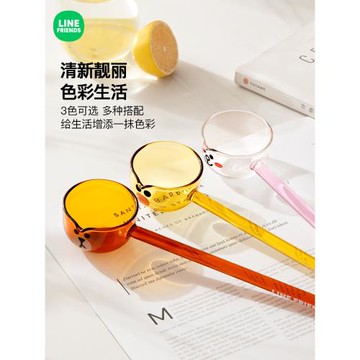 LINE FRIENDS玻璃勺子長柄甜品攪拌勺盛湯喝湯透明韓式ins風調羹