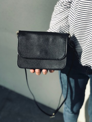 無印簡約 羊皮小方包 黑 可客製化烙印