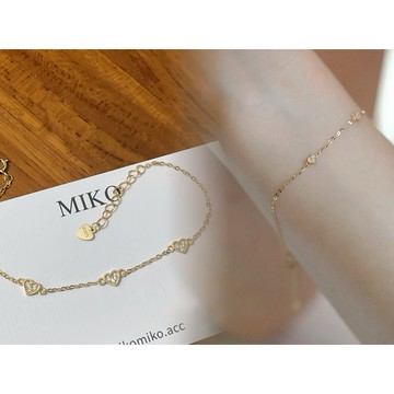 MIKO 925純銀鍍金 日系愛心細手鍊agete va ete風格 簡約百搭款B0032