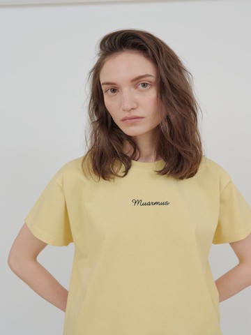 Premium Cotton Embroidered Point Logo T-Shirt [Buttery Yellow]
