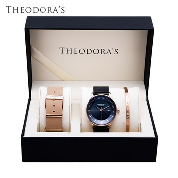 【THEODORA'S】手錶1+2禮盒-女款 Aurora 太陽能手錶 簡約款-限定錶帶奶茶色【希奧朵拉】