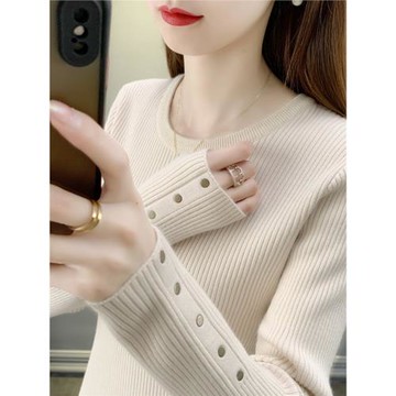 針織打底衫女秋季內搭2025秋冬新款修身顯瘦圓領長袖毛衣洋氣上衣