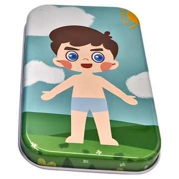 娃娃國 磁性創意鐵盒  1組  換裝男孩 藍色