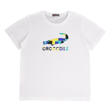 Crocodile Junior小鱷魚童裝- 經典鱷魚拚色印圖T恤 ( C65419-08 大碼款)