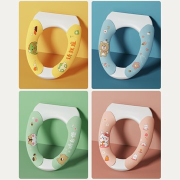 小動物打招呼短絨毛馬桶墊 保暖馬桶墊 黏貼式 保暖墊 馬桶套 馬桶座墊 旅行 可水洗【BlueCat】【JG0841】