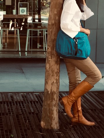 肩背包 帆布皮革斜肩包 筆電側背包 no.103 claire - 湖水藍