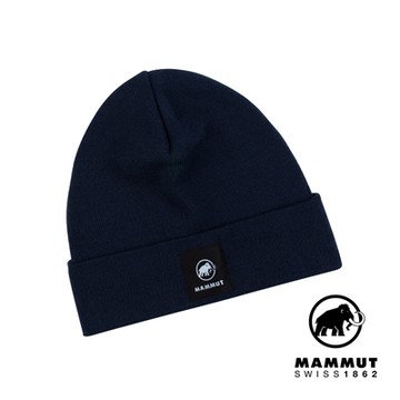 【Mammut長毛象】 Fedoz Beanie 保暖針織反折豆豆帽 海洋藍 #1191-01090