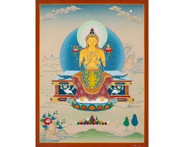 彌勒佛虔敬唐卡 — 噶瑪嘎孜手工繪製