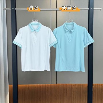 2113 迪家夏季新款戶外運動休閑涼感撞色領女士翻領POLO衫短袖T恤
