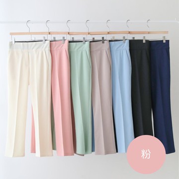 韓國女裝連線 - VETICA 韓製顯瘦小腹收收露腳踝褲-粉
