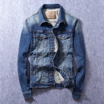 牛仔外套刷色夾克-後背時尚印花休閒男外套73rj23【獨家進口】【米蘭精品】