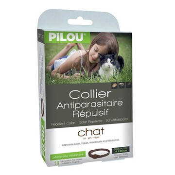 Pilou 皮樂 非藥用除蚤蝨項圈 成貓用 一體成型設計 植物防水配方 防勒斃設計  1盒