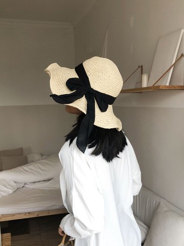 遮陽帽女防曬遮臉出游百搭沙灘帽子夏海邊大沿草帽夏天韓版太陽帽1入