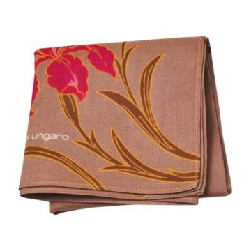 emanuel ungaro  棕底鳶尾圖騰棉質字母LOGO帕巾(42CM)