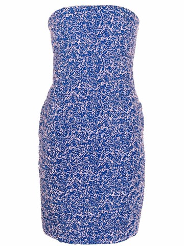 Christian Dior Pre-Owned - 2010s floral-pattern strapless fitted dress - women - Polyester/Silk/Elastane/Polyamide - 36 - Blue