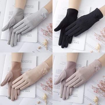 【現貨】貝柔防曬手套 觸控 抗UV 透氣 止滑 蝴蝶結款 黑色 淺灰 米色 粉紫