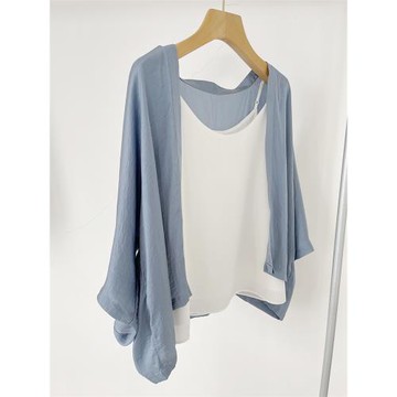 夏季新款外穿薄款真絲質感小坎肩上衣柔順防曬寬松開衫女