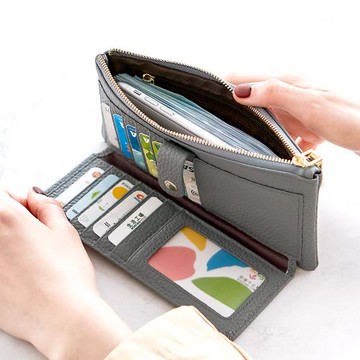 CHENSON真皮 超薄第二代 13卡長夾 內部附獨立零錢袋  (W28110)