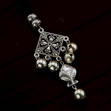 復古民族風苗銀鏤空方牌小魚響鈴項鏈毛衣鏈女長款手工韓版泰飾品